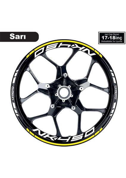 Sarı Cfmoto 450NK Motosiklet Jant Sticker Etiket Modeli Iç & Dış Takım