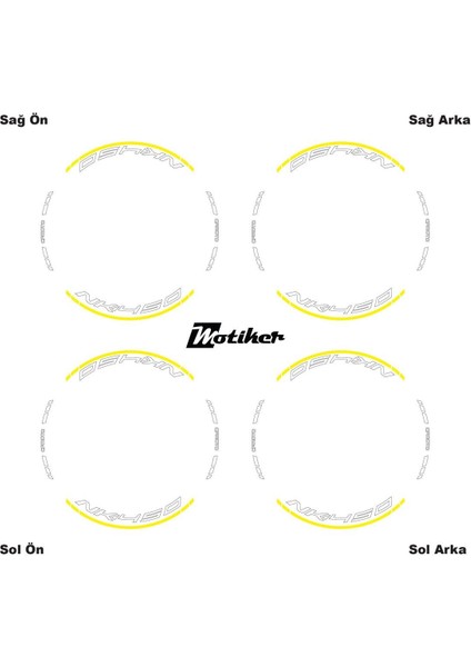Sarı Cfmoto 450NK Motosiklet Jant Sticker Etiket Modeli Iç & Dış Takım modelleri