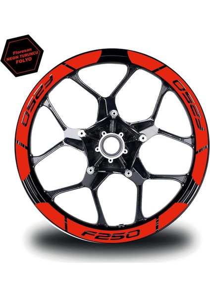 Neon Turuncu Bajaj F250 Geniş Jant Sticker Etiket Modeli