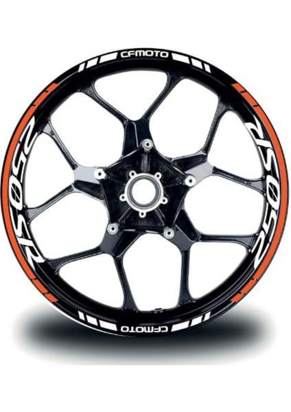 Cfmoto 250SR Jant Sticker Iç & Dış Takım Etiket Modeli Turuncu - Beyaz
