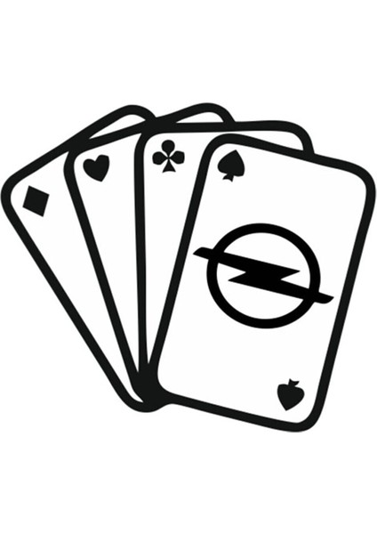 Opel Için Özel Yeni Uyumlu Aksesuar Iskambil Oto Özel Yeni Sticker Siyah 13*11 cm