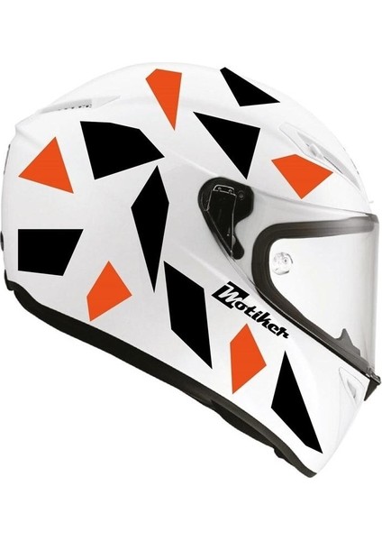 Kare Siyah Neon Turuncu Kamuflaj Kask Sticker Modeli 2