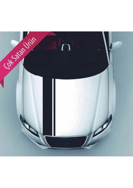 Oto Ön Kaput Tek Ince Çizgili Şerit Özel Yeni Sticker Siyah 118*10-118*3 cm