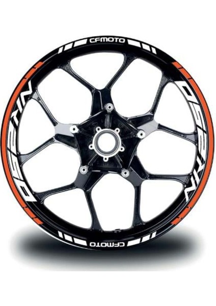 Cfmoto NK250 Jant Sticker Iç & Dış Takım Etiket Modeli Turuncu - Beyaz