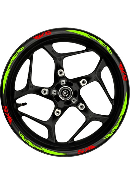 Rks Kırmızı Yazılı Neon(Fıstık Yeşili) Pençe Şeritli