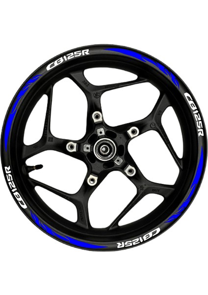 CB125R Beyaz Yazılı Mavi Reflektif Pençe Şeritli