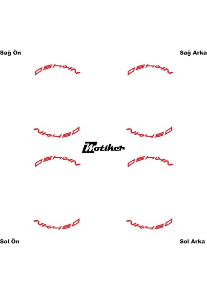 Kırmızı Cfmoto 450NK Yazılı 8 Li Jant Içi Yazı Sticker modelleri