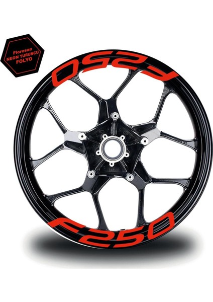 Bajaj F250 Jant Içi Yazı Sticker Modeli Neon Turuncu