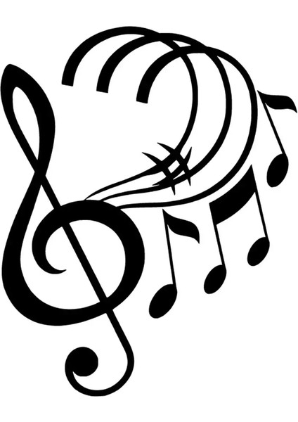 Müzik ve Notalar Oto Özel Yeni Sticker Siyah 25 x 30 cm