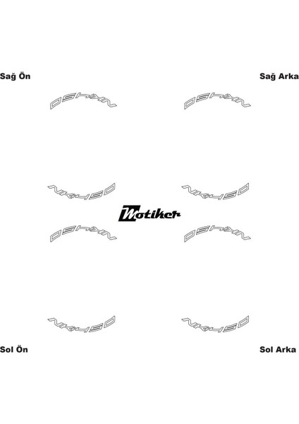 Beyaz Cfmoto 450NK Yazılı 8 Li Jant Içi Yazı Sticker modelleri