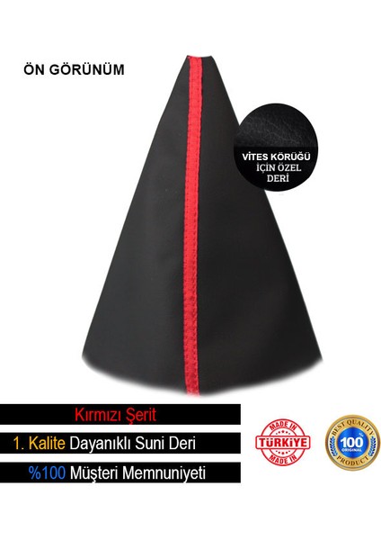 Renault Modus Siyah Deri Özel Yeni Tasarım Kırmızı Şerit Vites Körüğü