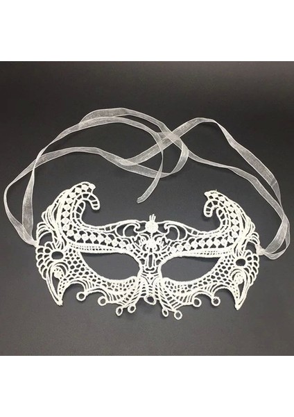 Beyaz Renk Dantel Kesim Dantel Işlemeli Balo Parti Maskesi 1 No - Lisinya