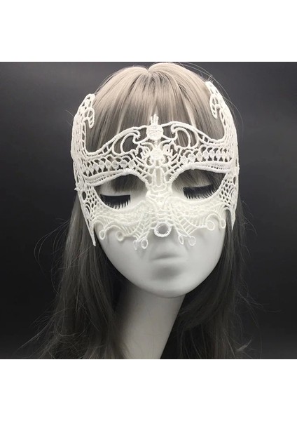Beyaz Renk Dantel Kesim Dantel Işlemeli Balo Parti Maskesi 1 No - Lisinya fırsatları