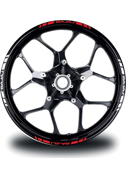 Bajaj Yazılı Kısa Dış Şerit 16'lı Çift Renk Jant Sticker Modeli