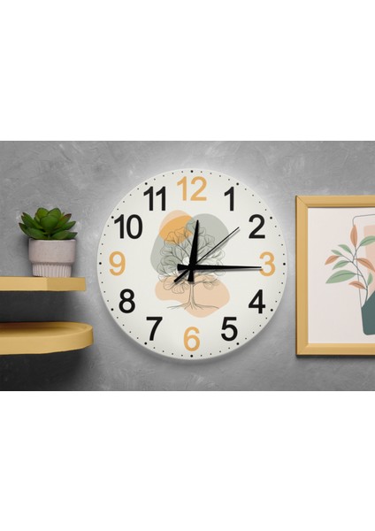 Soyut Desenli Minimalist Ağaç Figürlü Duvar Saati Sessiz Saat