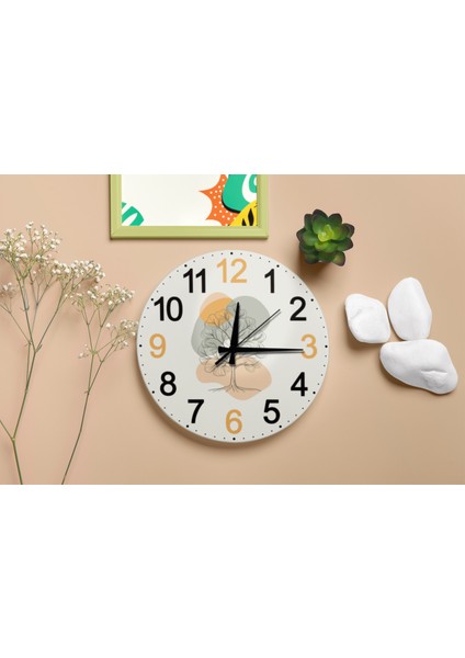 Soyut Desenli Minimalist Ağaç Figürlü Duvar Saati Sessiz Saat modelleri