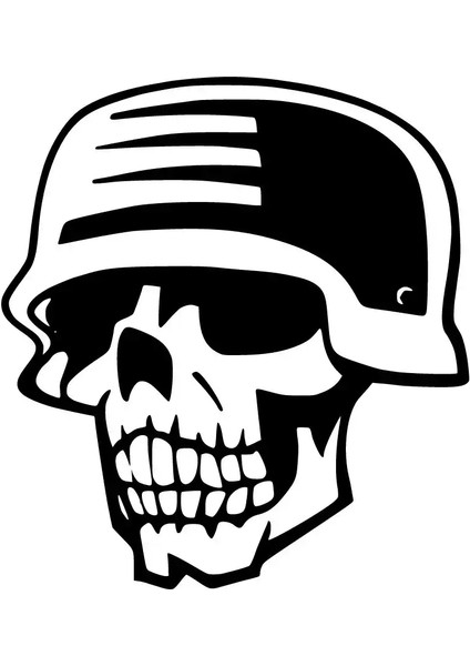 Kasklı Kurukafa Sticker 10 x 11 cm