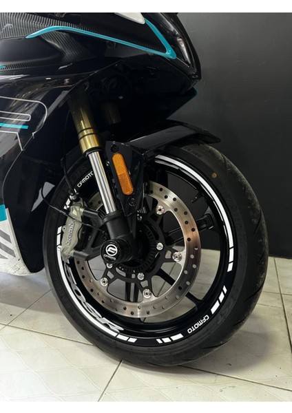 Cfmoto 450SR Jant Sticker Iç Dış Yazılı Etiket Modeli Beyaz