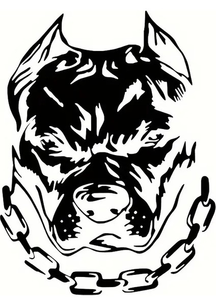 Zincirli Buldog Duvar Dekor Sticker 44 x 57 cm