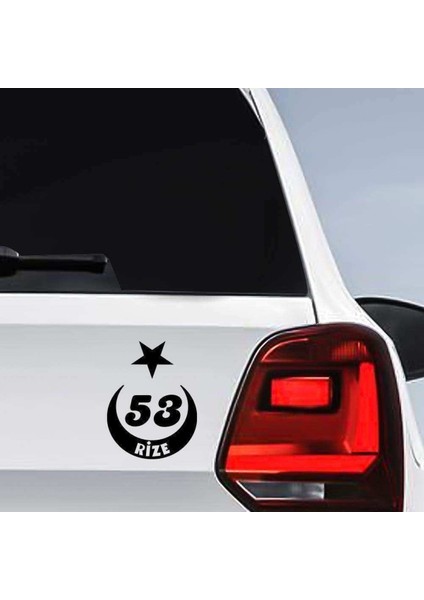 Ay Yıldız Rize Plakası 53 Oto Cam Özel Yeni Sticker 11*8 cm