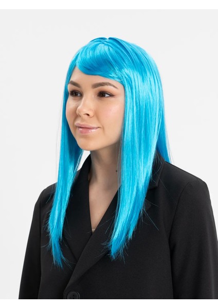 Açık Mavi Renk Uzun Düz Parti Peruğu - Lisinya modelleri
