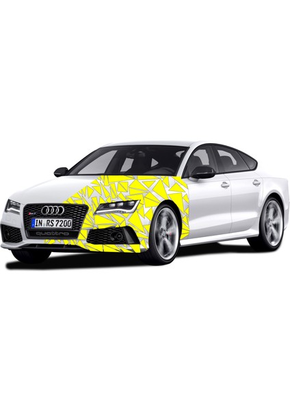 Üçgen Kaplama Ön Kaput Oto Özel Yeni Sticker Sarı