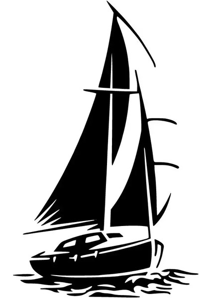 Yelkenli Oto Özel Yeni Sticker Siyah 25 x 40 cm