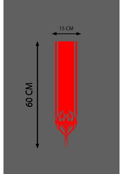 Oto Kaput Şerit Özel Yeni Sticker Kılçık Tasarımlı Kırmızı 15*60 cm