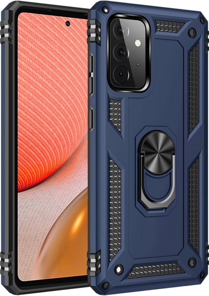 Zengezur Newface Samsung Galaxy A72 Kılıf Sofya Yüzüklü Silikon Kapak - Lacivert