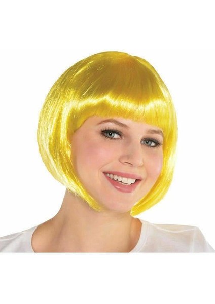 Sarı Renk Parti Peruğu Kısa Küt Saç - Lisinya