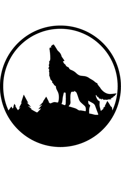 Tepedeki Kurt Duvar Dekor Sticker 40 x 40 cm