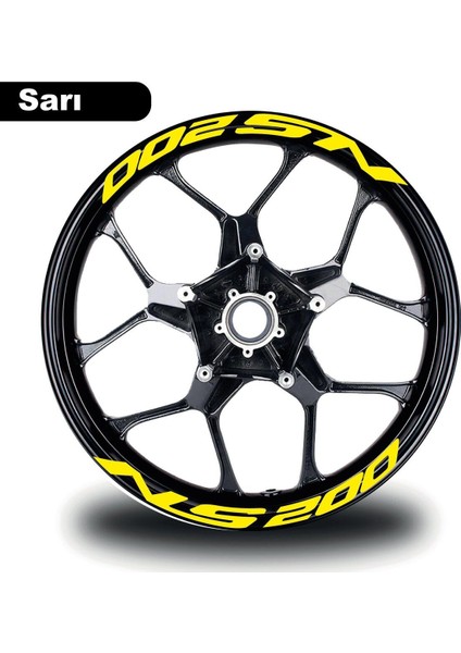 Bajaj Pulsar Ns 200 Yazılı 8 Li Jant Içi Yazı Sticker Sarı