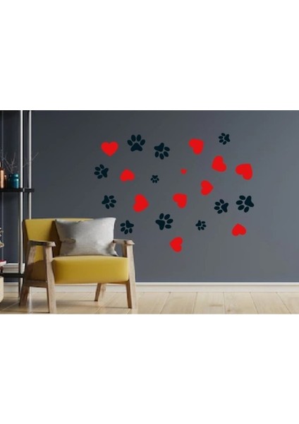 Kalp ve Kedi Patileri Şekli Cam Veya Duvar Özel Yeni Stickeri modelleri