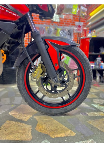 Yeni Özel Motosiklet Jant Şeridi Kırmızı Sağ-Sol/ön-Arka