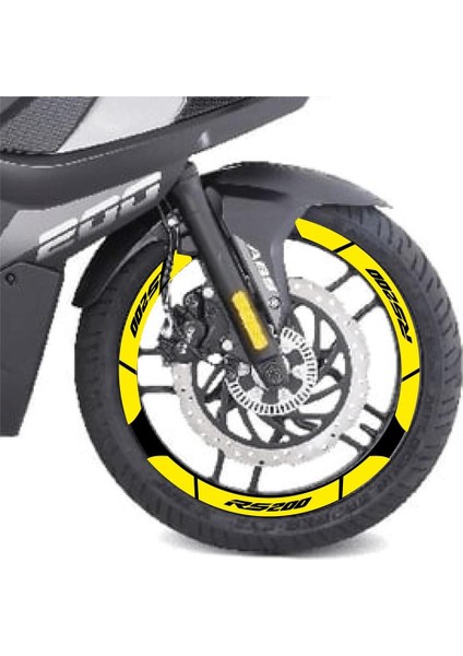 Sarı Bajaj Pulsar RS200 Geniş Jant Sticker Etiket Modeli fiyatları