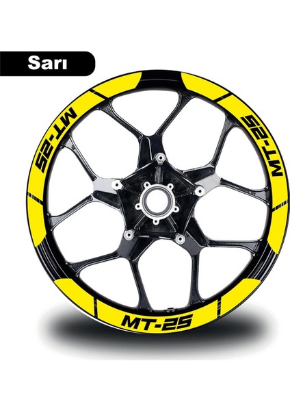 Sarı Yamaha Mt-25 Geniş Jant Sticker Etiket Modeli