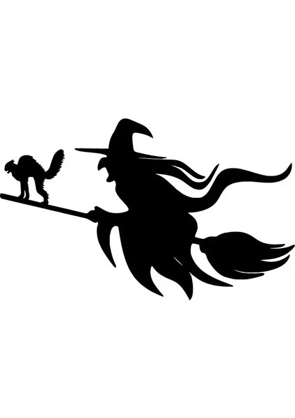 Cadı ve Kedi Sticker 30 x 18 cm