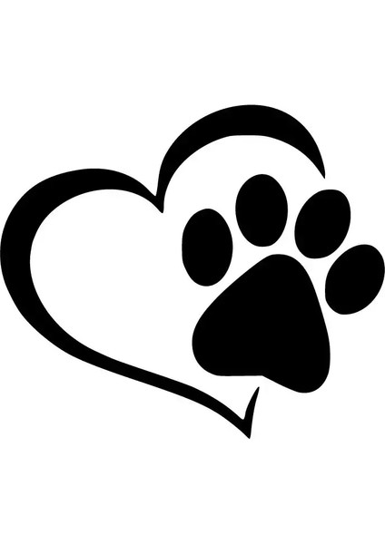 Kalp Pati Oto Özel Yeni Sticker Siyah 25 x 22 cm