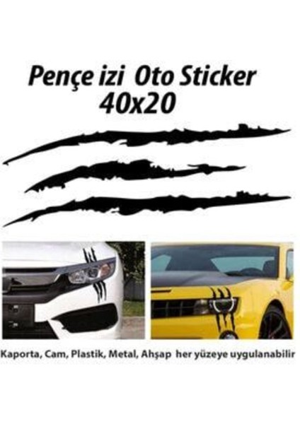 Monster Canavar Pençe Izi Uzun Far Özel Yeni Sticker Siyah 40*20 cm
