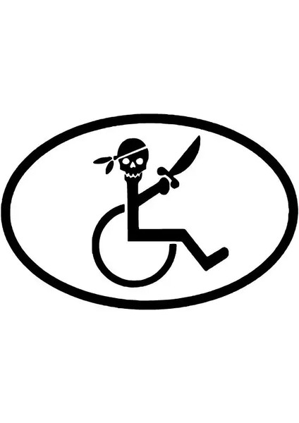 Engelli Amblemi Kurukafa Oto Özel Yeni Sticker Siyah 10 x 6 cm