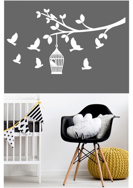 Kuşlar Duvar Özel Yeni Sticker 110X60CM