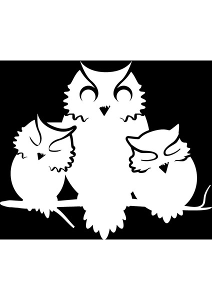Baykuş Ailesi Sticker 20 x 16 cm modelleri