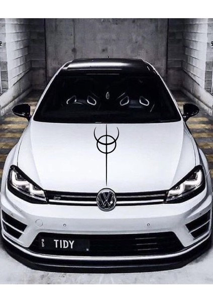 Oto Kaput Şerit Özel Yeni Sticker Dönence Daire Tasarım Siyah 20*60 cm