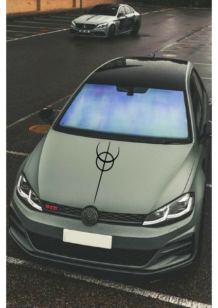 Oto Kaput Şerit Özel Yeni Sticker Dönence Daire Tasarım Siyah 20*60 cm modelleri