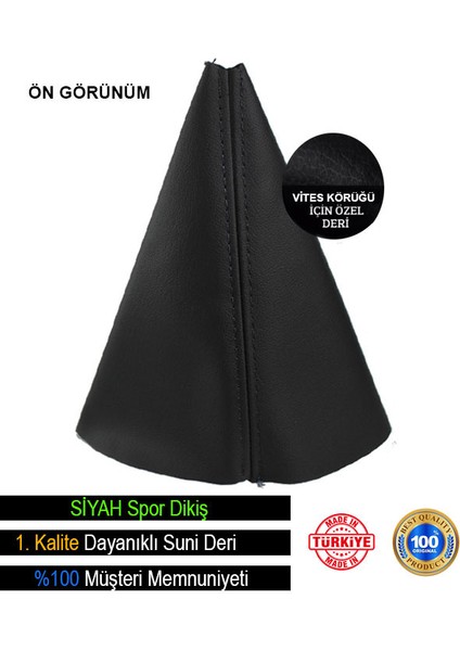 Fiat Siena Siyah Deri Özel Yeni Tasarım Siyah Spor Dikiş Vites Körüğü