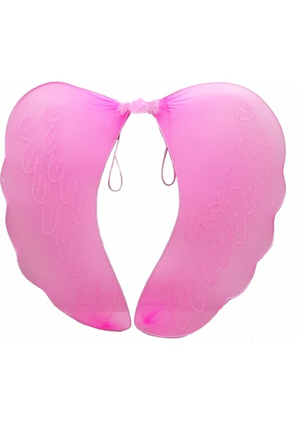 Pembe Renk Ortası Pembe Tüylü Tül Peri Kanadı 40X50 cm - Lisinya