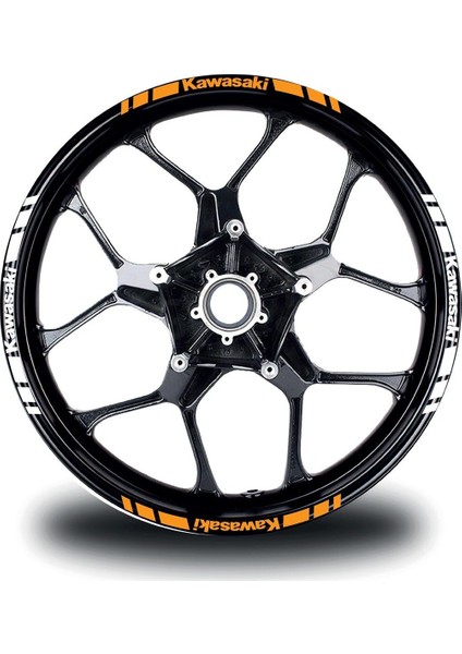 Kawasakı Yazılı Kısa Dış Şerit 16'lı Çift Renk Jant Sticker Modeli modelleri