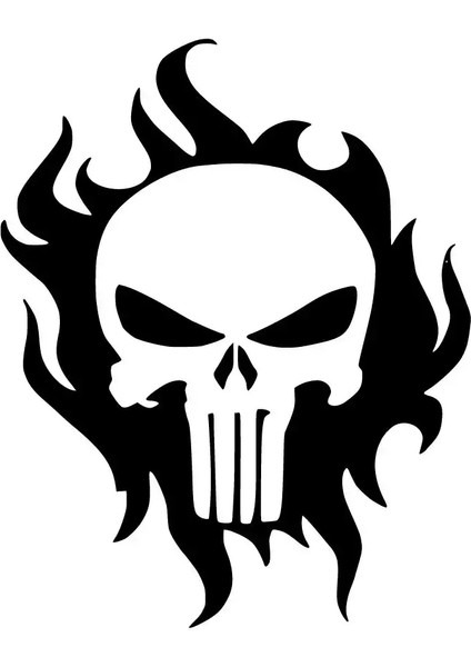 Punisher Alevler Duvar Dekor Sticker 40 x 48 cm