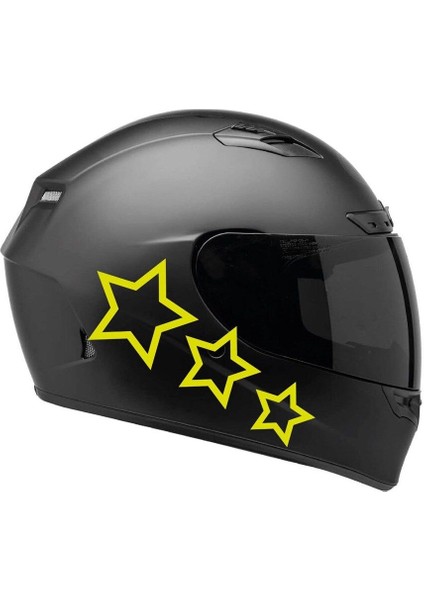 Tek Renk Üçlü Yıldız (Triple Star Helmet Stickers) Kask Sticker Etiket Modeli 1