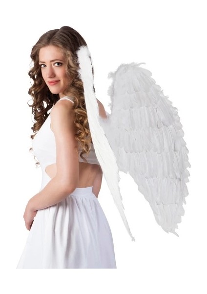 Beyaz Renkli Büyük Boy Melek Kanadı 55X80 cm - Lisinya